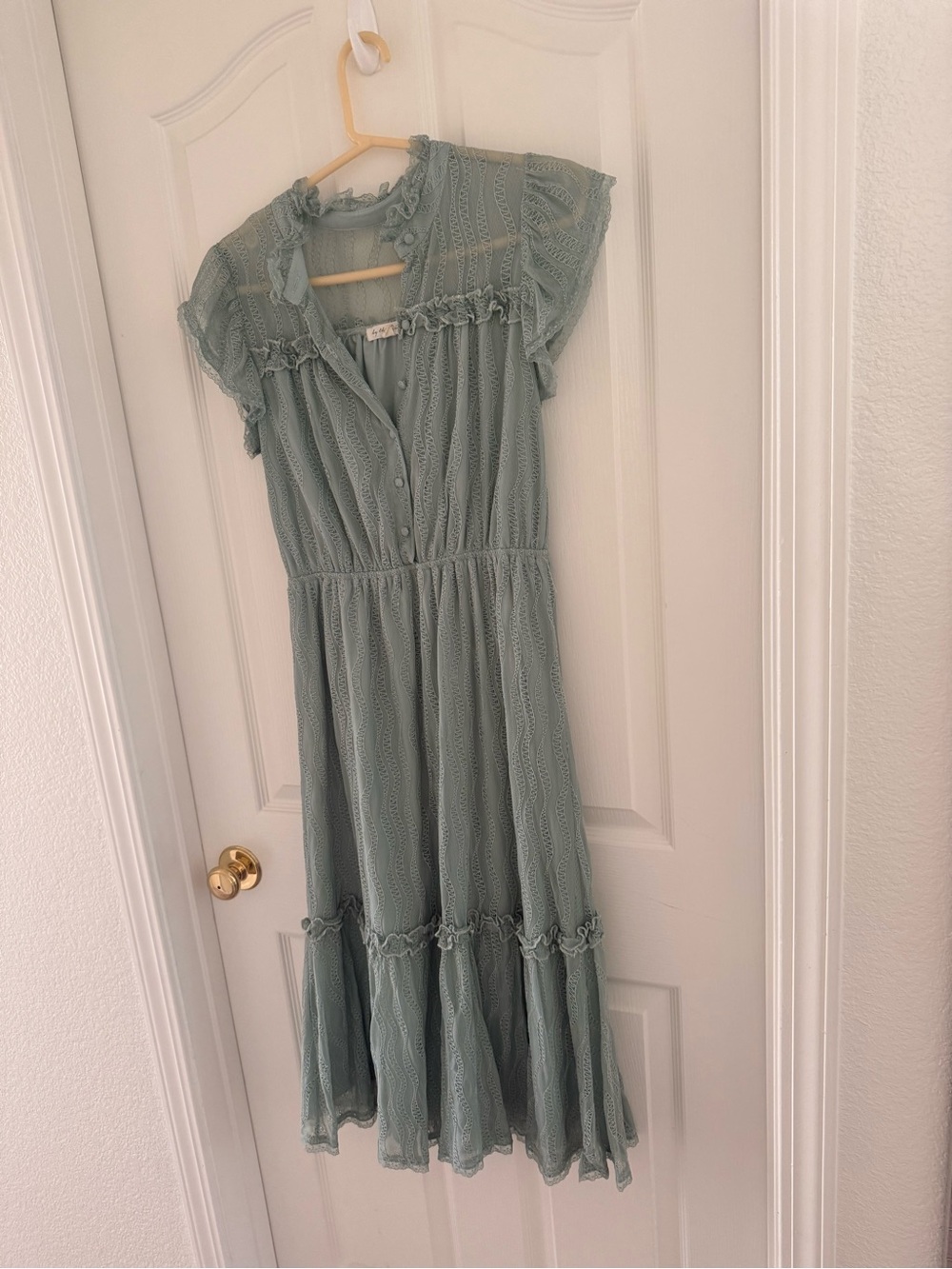 Women’s Sage Green Ruffled Midi Dress